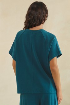 Relaxed Crew Neck Raglan Style Short Sleeve Top style 2