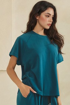 Relaxed Crew Neck Raglan Style Short Sleeve Top style 3