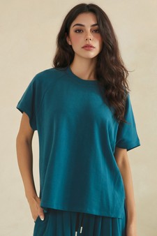 Relaxed Crew Neck Raglan Style Short Sleeve Top style 4