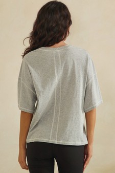 ETA 05/22/26 - Soft Cotton Relaxed V-Neck Top with Contrast Stitching style 2