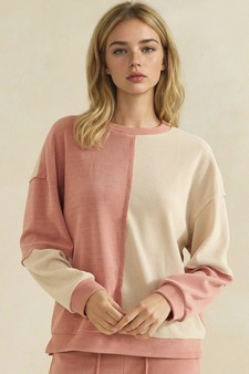 ETA 08/10/26 - Raw Edge Colorblock Soft Corduroy Relaxed Pullover