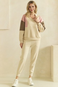ETA 09/04/26 - UltraComfy Collared V-Neck Colorblock Pullover style 5