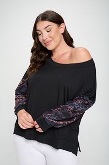 Women’s Love Leopard Off Shoulder Long Sleeve Top style 4