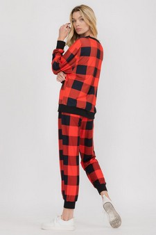 Women’s Decked Out In Plaid Christmas Loungewear Set style 3