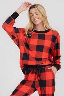 Women’s Decked Out In Plaid Christmas Loungewear Top style 4