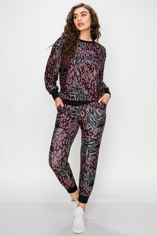 Women's Cheetah Meets Zebra Print Loungewear Set