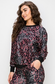 Women’s Cheetah Meets Zebra Long Sleeve Top style 2