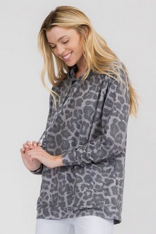 Women’s Soft Washed Vintage Cheetah Print Hoodie style 2