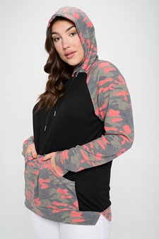 Women’s I Heart Camo Hoodie With Contrast Sleeves style 2