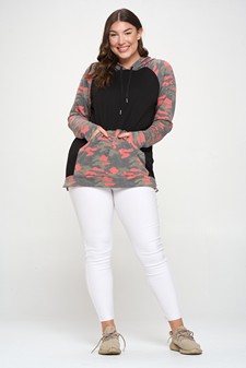 Women’s I Heart Camo Hoodie With Contrast Sleeves style 4