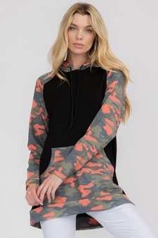 Women’s I Heart Camo Hoodie With Contrast Sleeves
