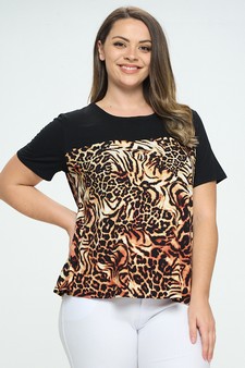 Women's Chic Cheetah Color Block Top