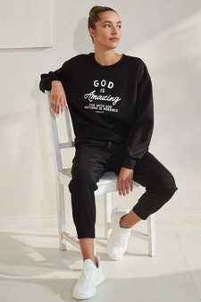 Women's God Is Amazing Ultra Comfy Pullover Sweatshirt (Open Pack) style 3