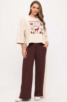Women's Reindeer in the Snow UltraComfy Embroidered Top (Open Pack) style 5