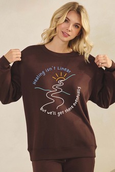 ETA 12/29/25 Women's Healing isn't Linear Ultra Comfy Pullover Sweatshirt (Open Pack)