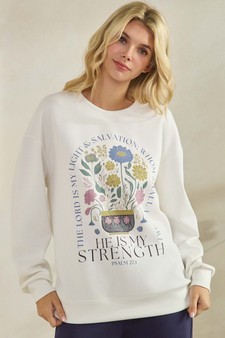 ETA 12/25/25 - Women's He is my Strength Ultra Comfy Pullover Sweatshirt (Open Pack) style 4