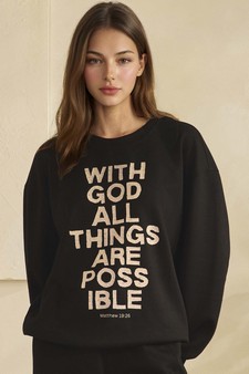 ETA 01/01/26 - Women's With God all Things are possible Ultra Comfy Pullover Sweatshirt (Open Pack)