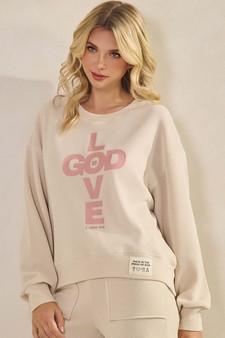 ETA 08/14/25 Women's God Is Love Corduroy Pullover Graphic Sweatshirt  (Open Pack)