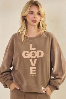 ETA 08/14/25 Women's God Is Love Corduroy Pullover Sweatshirt (Open Pack) style 4