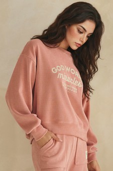 ETA 08/21/26 - God Works Miracles Corduroy Pullover Graphic Sweatshirt  (Open Pack) style 3