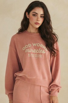 ETA 08/21/26 - God Works Miracles Corduroy Pullover Graphic Sweatshirt  (Open Pack)