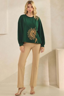 Women's Blooming Sunflower Graphic Long Sleeve Cotton Top style 5