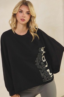 ETA 09/02/25 - Women's Done in Love Graphic Long Sleeve Cotton Top (L only)