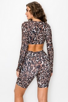 Women’s Extra Skin Leopard Print Biker Shorts Set style 3