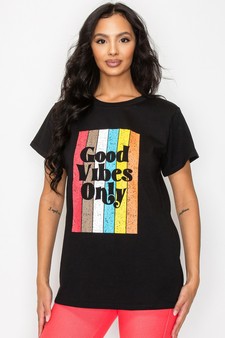 Women's "Good Vibes Only" Cotton Graphic T-Shirt