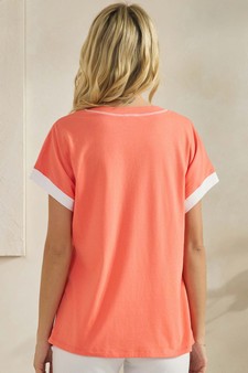 Women's Soft Cotton Two Tone T-shirt with Contrast Seam style 2