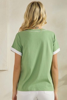 Women's Soft Cotton Two Tone T-shirt with Contrast Seam style 2