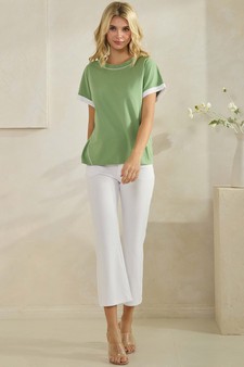 Women's Soft Cotton Two Tone T-shirt with Contrast Seam style 5