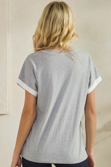Women's Soft Cotton Two Tone T-shirt with Contrast Seam style 2