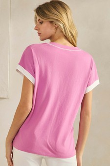 Women's Soft Cotton Two Tone T-shirt with Contrast Seam style 2