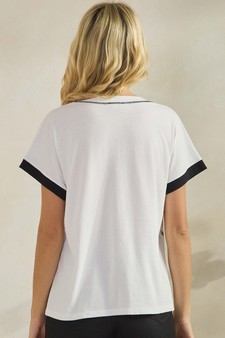 Women's Soft Cotton Two Tone T-shirt with Contrast Seam style 2
