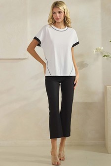 Women's Soft Cotton Two Tone T-shirt with Contrast Seam style 5