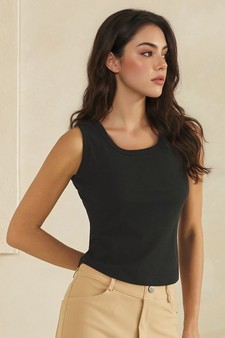 Cotton Rib Scoop Neck Seam Detail Cropped Tank style 3