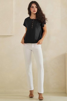 ETA 04/30/26 - Split Neck Button Accent Premium Cotton Top style 5