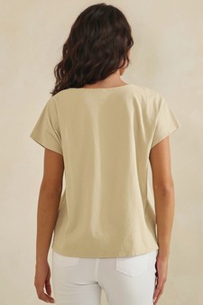 ETA 04/30/26 - Split Neck Button Accent Premium Cotton Top style 2