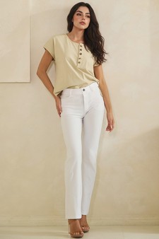 ETA 04/30/26 - Split Neck Button Accent Premium Cotton Top style 5