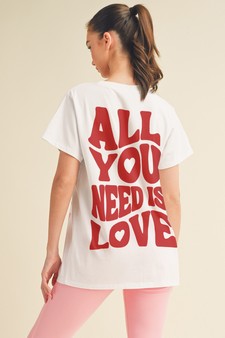 Women's "All You Need Is Love" Cotton Graphic T-Shirt