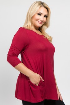 Women's 3/4 Sleeve Tunic with Hidden Pockets style 3