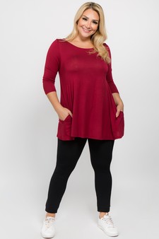 Women's 3/4 Sleeve Tunic with Hidden Pockets style 5