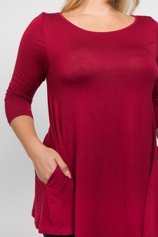 Women's 3/4 Sleeve Tunic with Hidden Pockets style 6