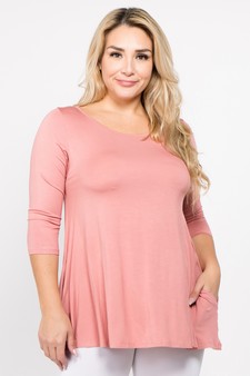 Women's 3/4 Sleeve Tunic with Hidden Pockets style 2