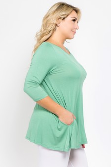 Women's 3/4 Sleeve Tunic with Hidden Pockets style 3