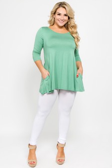Women's 3/4 Sleeve Tunic with Hidden Pockets style 6