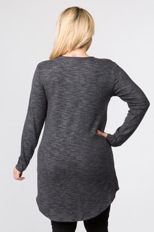 Women's Faux Wrap Space-Dye Knit Tunic Top style 4
