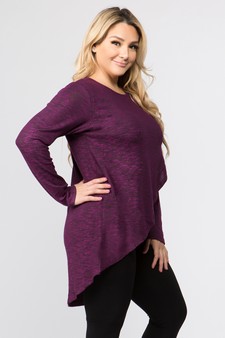 Women's Faux Wrap Space-Dye Knit Tunic Top style 3