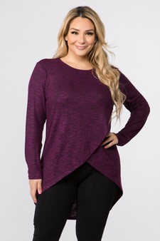 Women's Faux Wrap Space-Dye Knit Tunic Top